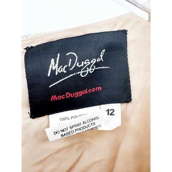 MAC DUGGAL Dress Size 12 Evening Gown Sequin Gold Midi NEW Beaded Neckline - Picture 3 of 9